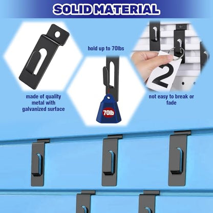 30Pcs Slatwall Utility Notch Hooks, Slat Wall Picture Display Hooks Hanger Panel Shelf Pegboard Slatwall Accessories for Photo Frame Painting Arts Hanging Home Office (Black) - color: Black