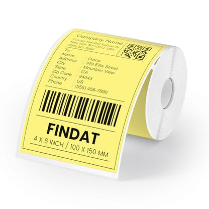 Direct Thermal Label Yellow Vinyl 4 x 6 Inch Printer Sticker 250 PCS - color: Yellow