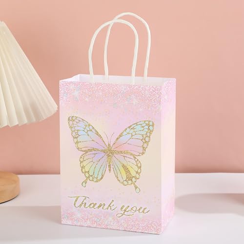 piqiya 24pcs Butterfly Birthday Goodie Bags,Party Favor Gift Bags,Colorful Gift Bag for Baby Shower, Wedding - color: butterfly mix