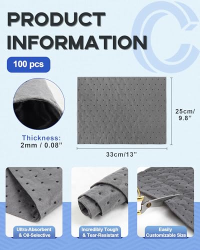 9.8"x13" Oil Absorbent Pads 100 Pack | Heavy & Fast Absorb - size: 9.8x13 Inch