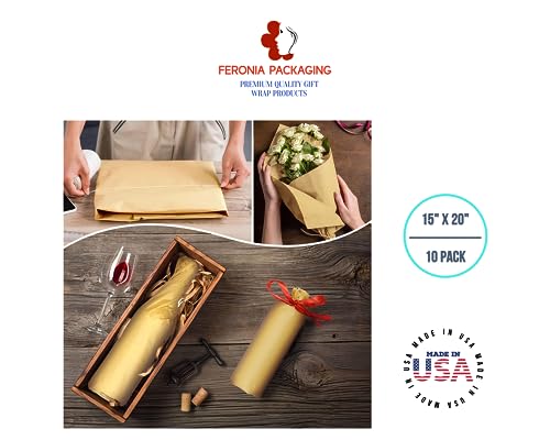 Gift Wrap Tissue Paper 10 Sheets, Premium Gift Wrap and Art Supplies for Birthdays, Holidays, or Presents by Feronia packaging, Large 15 Inch x 20 Inch Made in USA (Solid Kraft) - color: Solid Kraft