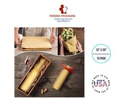 Gift Wrap Tissue Paper 10 Sheets, Premium Gift Wrap and Art Supplies for Birthdays, Holidays, or Presents by Feronia packaging, Large 15 Inch x 20 Inch Made in USA (Solid Kraft) - color: Solid Kraft