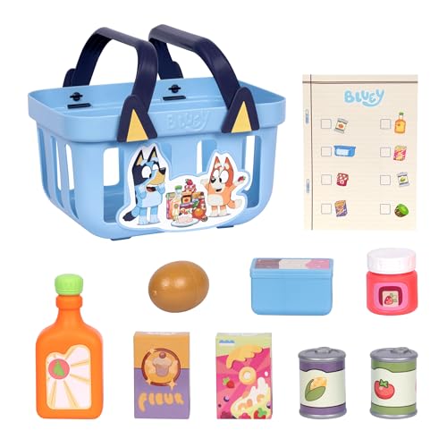 Bluey Shopping Basket, 9 Grocery Accessories, Toddler Pretend Play - style: Shopping Basket