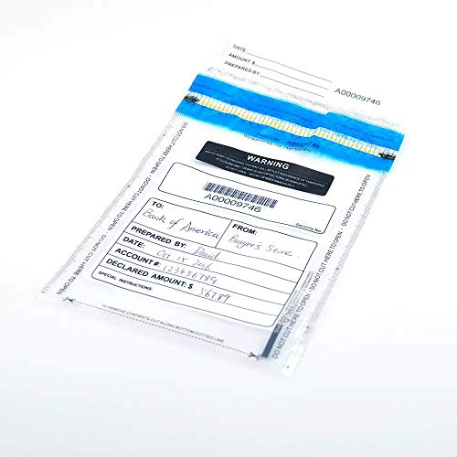 6x9 inch Deposit Bags Cash Handling Bank Deposit Bags Tamper Evident Cash Register Bags with Barcodes, Tear-Off Receipt 200 Pack - color: Clear-200