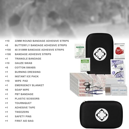 First Aid Kit 279PCS Car Home Camping Essentials Black Emergency Kit - color: Black-279pcs