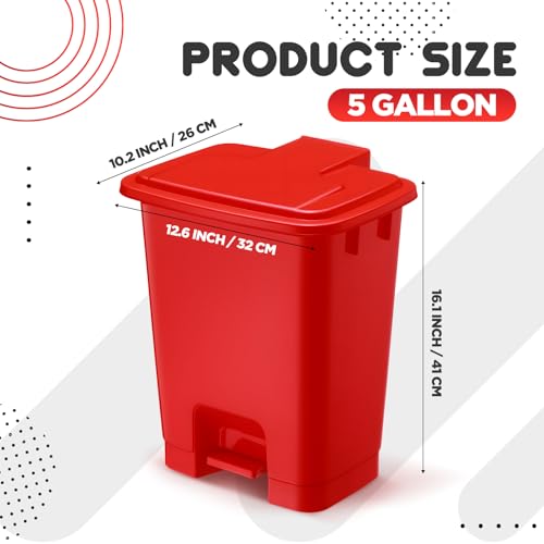 1 Pcs 5 Gallon Red Trash Can Biohazard Step on Hands-Free Waste - color: Red, size: 5 Gallon