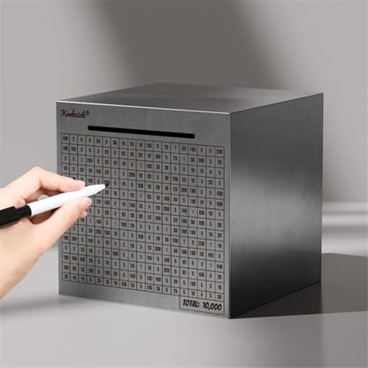 Cash Vault Money Saving Box Stainless Steel Piggy Banks for Adults with Counting 10000 Dollars Target Kids Safe Metal Large Money Break to Open Coin Pan - color: 4.72in-10000 Dollars