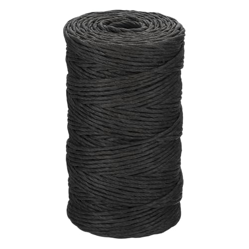 MECCANIXITY Black Raffia Ribbon,98 Yard Natural Raffia Paper String 2mm Wide Twisted Raffia Yarn Twine for Gift Wrapping Crocheting Knitting DIY Crafts - color: Black