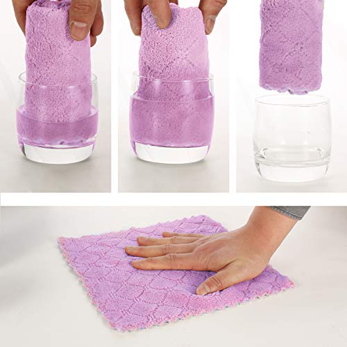 kimteny Microfiber Dish Cloths for Washing Dishes 5 Pack, Purple-Grey - color: Purple-grey
