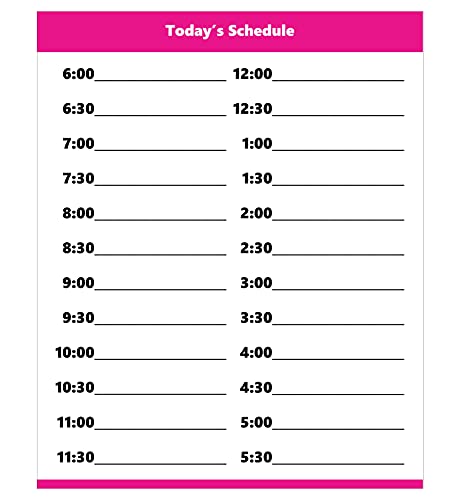 Dry Erase Hourly Schedule Magnet (Standard Clock) by DCM Solutions (Pink, 8.5" W x 10.5" H) - color: Pink