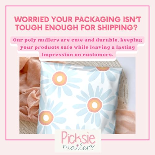 Picksie Mailers- Polymailers 10x13 Cute Boho Poly Bags for Small Business - color: Daisy Dream, size: 10x13