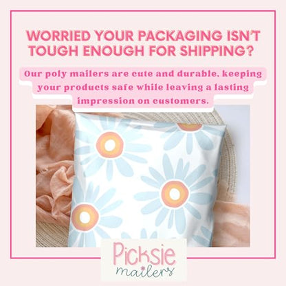 Picksie Mailers- Polymailers 10x13 Cute Boho Poly Bags for Small Business - color: Daisy Dream, size: 10x13