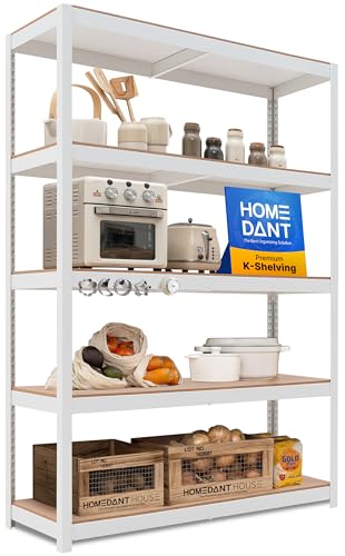 HOMEDANT House White 48.1" W 5 Tier Storage Shelves Garage Shelving Unit - color: White, size: 48.1"W x 16.5"D