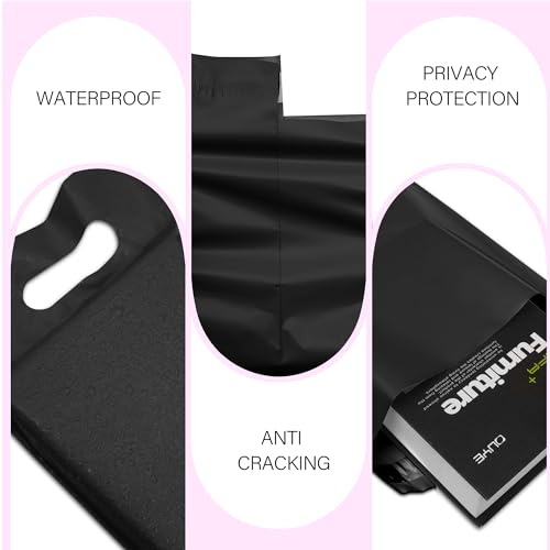 Poly Mailers 10x13 Inch, 25 Pack, Black Self-Seal Handle Bags - color: Handleblack, size: 10x13 Inch 25 Pcs
