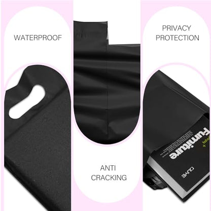 Poly Mailers 10x13 Inch, 25 Pack, Black Self-Seal Handle Bags - color: Handleblack, size: 10x13 Inch 25 Pcs