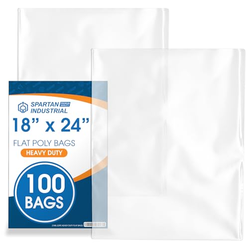 18" X 24" Open-End Flat Poly Bags (100 Count) - 2 Mil Plastic Clear Bags - size: 18" X 24"