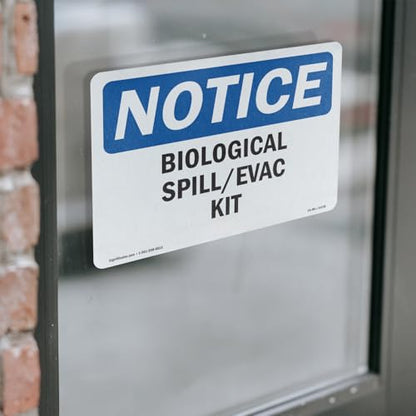 Biological Spill Evac Kit OSHA Notice Vinyl Decal Label 7 Inch x 5 Inch - 5 Pack - color: Vinyl Decal, size: 5 Pack of 7" x 5"