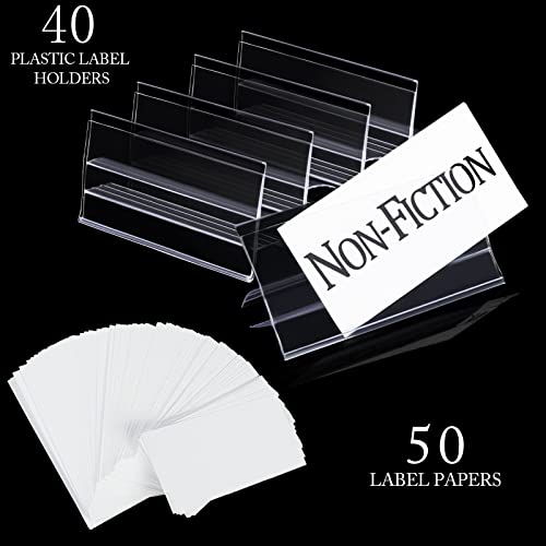 Glass Shelf Label Holders 40 pcs with Inserts fits Fits 3/8" Glass Shelving (Pack of 2) - size: 10mm ( 40 pcs) (Pack of 2)