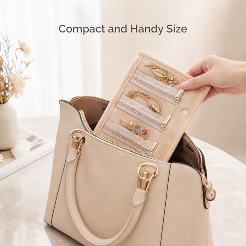 CASEGRACE Travel Jewelry Bag, Jewelry Storage Pouch, 5 Pcs Clear Zipper Velvet Jewelry Pouch Bag, Travel Jewelry Pockets for Women - color: 5 Pcs Bag