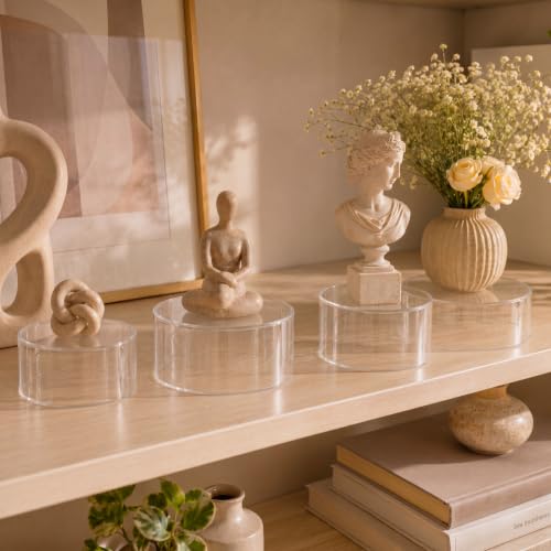 Jerify 6 Pcs Acrylic Riser Display Stands 5.91" 5.12" 3.54", Clear Round - color: clear, style: Round