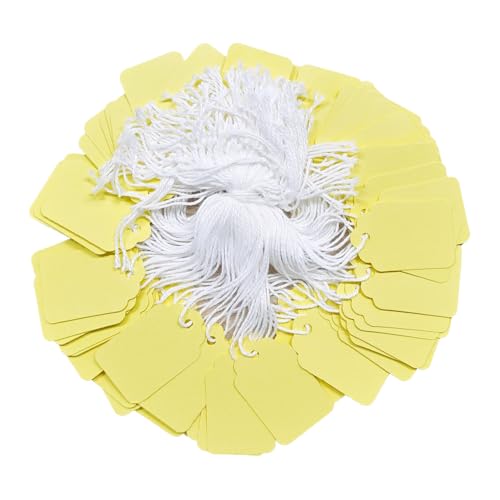 300 Pcs 1.38'' x 0.87'' Light Yellow Jewelry Price Tags with String Attached Retail Paper Gift and Sale Hang Tag Handwritten Price Display Lables for Pricing Clothes Necklace & Merchandise - color: Light Yellow, size: 1.38x0.87 inches-300P
