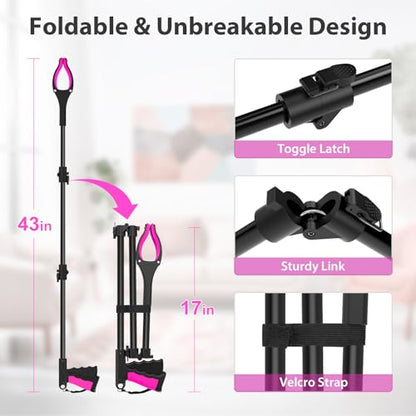 43" Foldable Grabber Reacher Pickup Tool for Seniors, Pink - size: 43-Inch