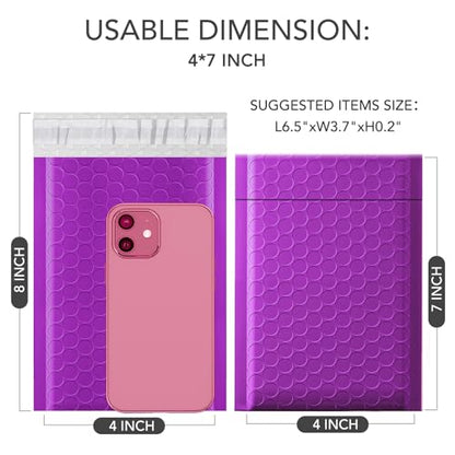 GSSSUSA Purple Bubble Mailers 4x8 Inch 50 Pack Small Padded Envelopes - color: Purple, size: 4x8 50PC