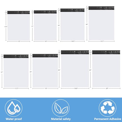 Poly Mailers 14.5x19 25PC Large Shipping Bags for Clothes White - color: White, size: 14.5''x19'' (25pcs)