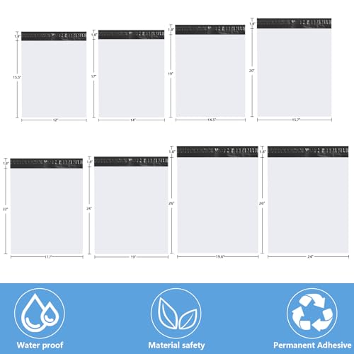 10Pack 17.7x22" White Poly Mailers - Self Sealing, Waterproof & Tear-Resistant Shipping Envelopes for E-Commerce, Clothing, Books & Small Business - color: White, size: 17.7''x22'' (10pcs)