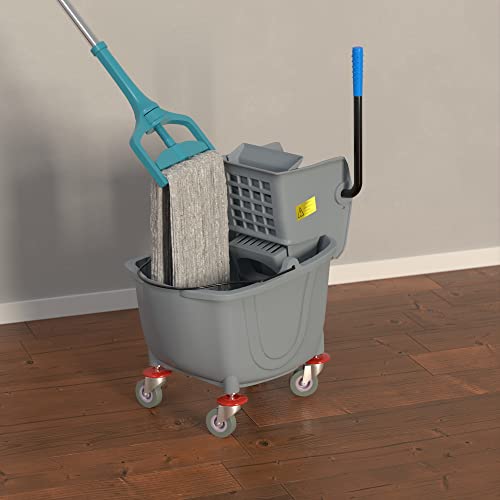 26 Qt. Grey Mop Bucket and Side Press Wringer Combo - color: Gray, size: 26 Qt.