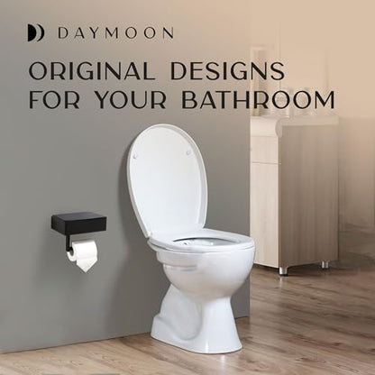 Day Moon™ - Toilet Paper Holder with Shelf & Storage - Wall Mount, Black - color: Matte Black