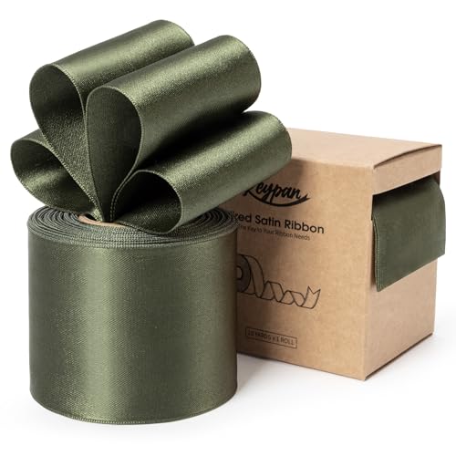 Keypan Moss Green Satin Ribbon Double-Faced Wired 2-1/2 Inch x 10 Yards - color: Moss Green, size: 2-1/2"