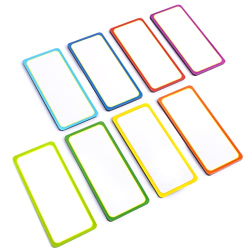 Availey 32 Pieces (4 x 1.8) - Colored Border Magnetic Dry Erase Labels - Reusable Strips for Classroom Home Office Garage Refrigerator - Blank Writable Erasable Cards Name Tags Students Locker Shelf - color: Colored Border, size: 4 x 1.8 Inch