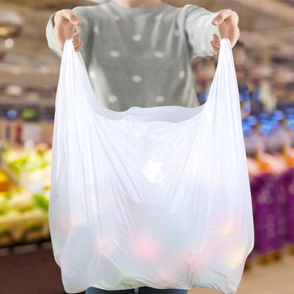 Kisston Jumbo Size Plastic T Shirt Bags, 28" X 17", White, 400 Count - color: White, size: 28" x 17"