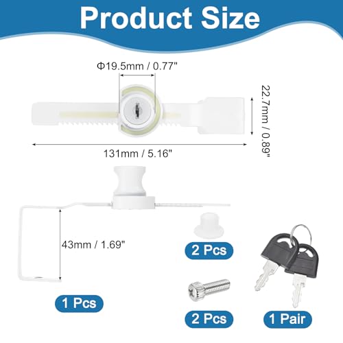 1.7" Luminous Sliding Glass Door Ratchet Lock Fit 1.18-1.57" White - color: White, size: 1.7"