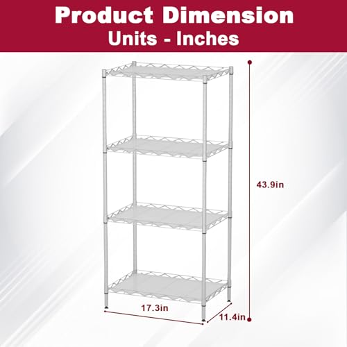 FDW | 4-Tier Wire Shelf | 18" x 12" x 44" | Chrome - color: Chrome, size: 4-Shelf No Wheels