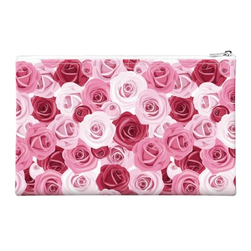 Money Bag with Zipper, Cute PU Leather Cash Bags, Portable Bank Bag Money Pouch for Cash, Coins, Checks, Receipts, Invoices Cosmetics Tools, Deposit Bag for Office Travel, Pink Rose - color: Pink Rose