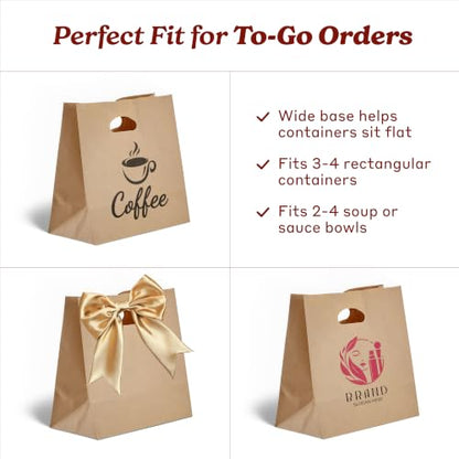 Natural Brown Kraft Paper Bags with Die Cut Handles - 11" x 6" x 11" - color: Natural, size: 1 Count (Pack of 500)