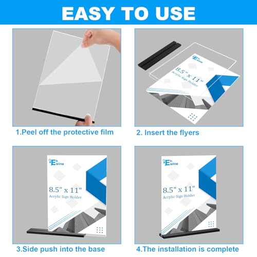 EHWINE 12 Pack Acrylic Sign Holder 8.5 x 11, Double-Sided Stand up Table Top Sign Holders, Clear Acrylic Picture Frame Menu Flyer Paper Holder Display Stand for Office Business Store Wedding Party(Black Base) - size: 12 Pack 8.5x11 Inch (Black Base)