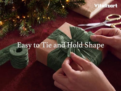 Vitalizart Crinkle Paper Ribbon 1.5" x 75 Yds for Gift Wrapping Recyclable - color: Red Green & White