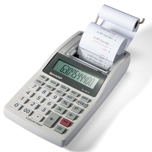 Sharp 12-Digit Cordless Portable Printing Calculator (EL-1611V)