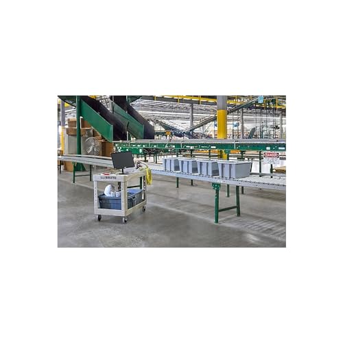 Rubbermaid Commercial Products BRUTE Heavy Duty 2-Shelf Utility/Service Cart, Medium, Lipped Shelves, Ergonomic Handle, 500 lbs. Capacity, Beige, for Warehouse/Garage/Cleaning/Maintenance - color: Beige, size: Medium, style: 2-Shelf