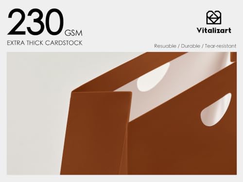 Vitalizart Paper Gift Bags With Ribbon Handles Small Brown Bulk Pack - color: Brown, size: Small Size/10pcs