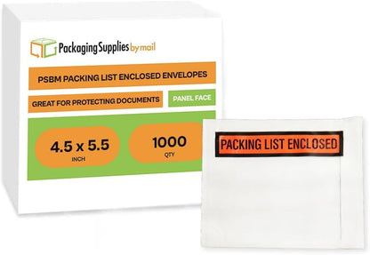 PSBM 1000 PCS 4.5 x 5.5 Inch Orange Panel Face Packing List Enclosed Envelopes, Invoice Packing Slips Pouch for Mailing Labels, Invoices, Documents and Slips - size: 4.5 Inch x 5.5 Inch Orange / Back Side Load