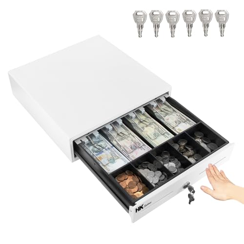 HK SYSTEMS 13inch Heavy Duty Manual Push-Open Cash Drawer with 4Bill/5Coin, Removable Till, Two Medial Slots, White - color: 2. White, size: 1. 13inch PUSH (MANUAL)