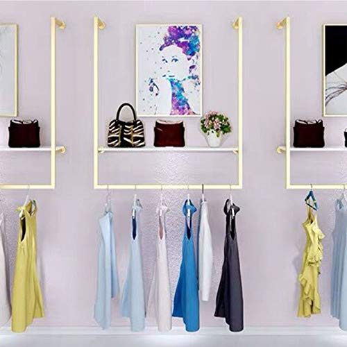 Clothing Store Simple Wall Mounted Metal Display Rack, Window Hanging Garment Racks, U-shaped Shelf, Wedding Dress Organization, Home Clothes Rod Storage Towel Rack (Gold C, 39" L) - size: 39" L