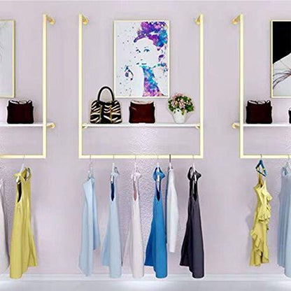 Clothing Store Simple Wall Mounted Metal Display Rack, Window Hanging Garment Racks, U-shaped Shelf, Wedding Dress Organization, Home Clothes Rod Storage Towel Rack (Gold C, 39" L) - size: 39" L