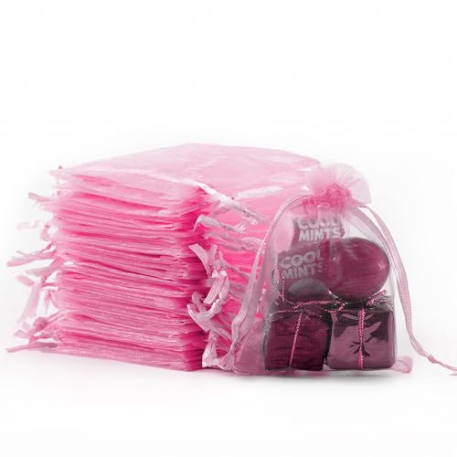 Meowoo 100PCS Organza Bags (3x4inch, Pink) - color: pink-3x4in-100p, size: 3x4in