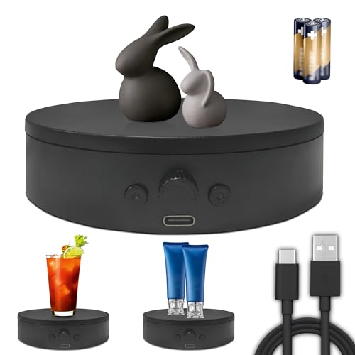 Rotating Display Stand with USB Power Cable,360 Degree Motorized Turntable 5.9" 11lbs Load, Spinning Display Stand for Jewelry, Turner Glitter Cups Photography and Display (5.9" black) - color: 5.9" black