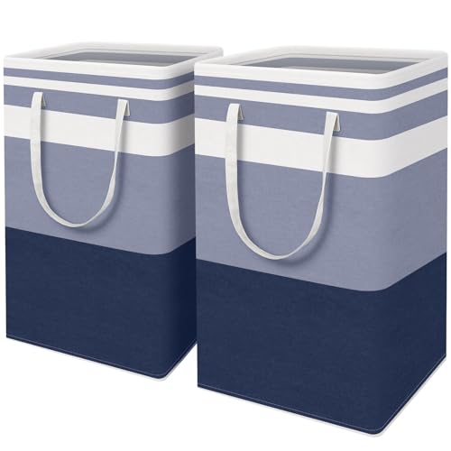 HomeHacks 2 Pack Large Laundry Baskets, Laundry Hampers Bags (Blue 88Lx2) - color: Blue, size: 88L